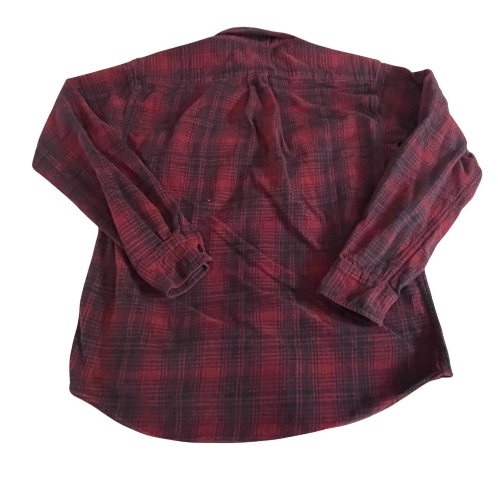 American Eagle Outfitters Plaid Flannel Shirt Red Black Cotton Long Sleeve Men's - Picture 2 of 5